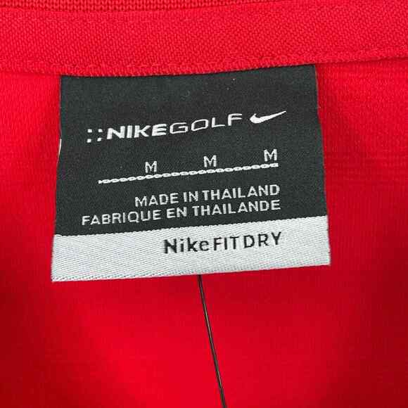 Nike Golf Shirt Mens Medium Red Polo Short Sleeve Fit Dry Collar Logo - Picture 2 of 12